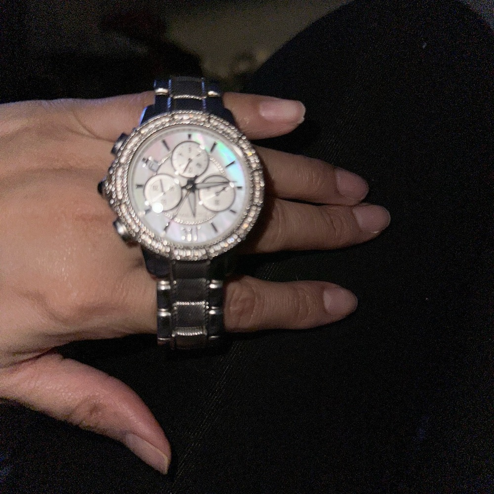 Elegant Silver Watch with Crystal Accents